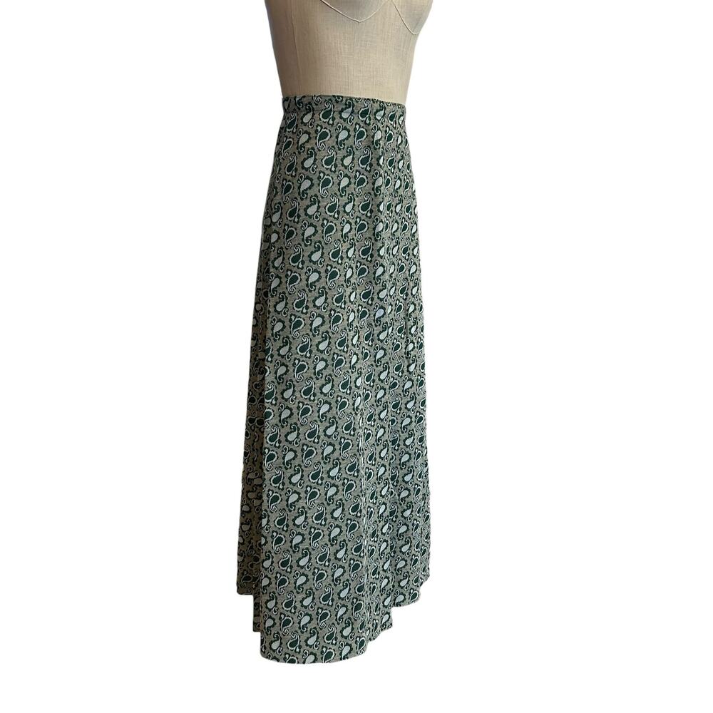 Vintage 70s Green Paisley Maxi Skirt XS - Picture 10 of 10